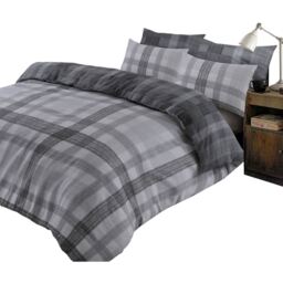 Boston Brushed Cotton Duvet Cover Bedding Set - Grey / King - thumbnail 2
