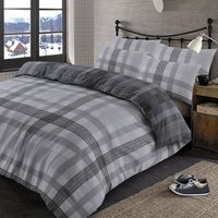 Boston Brushed Cotton Duvet Cover Bedding Set - Grey / King - thumbnail 1