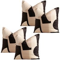 Pack Of Abstract Velvet Cushion Covers - Black / 4