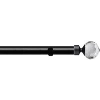 28mm Fixed Length Metal Eyelet Curtain Pole Set - Bella Finial - Black / 310cm - thumbnail 1