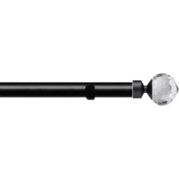28mm Fixed Length Metal Eyelet Curtain Pole Set - Bella Finial - Black / 310cm - thumbnail 2
