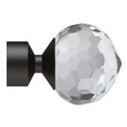 28mm Fixed Length Metal Eyelet Curtain Pole Set - Bella Finial - Black / 310cm - thumbnail 3