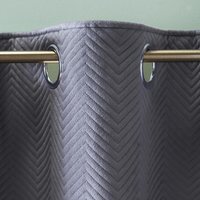 OHS Quilted Velvet Eyelet Curtains - Charcoal