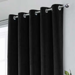 Hampton Blackout Velvet Supersoft Eyelet Curtains - Black / 137cm / 168cm - thumbnail 5