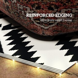 Outsunny Reversible Outdoor RV Rug with LED String Light - Brown and Black - thumbnail 3
