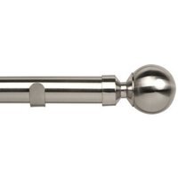 Ball End Metal Eyelet Curtain Pole Set - Satin Silver / 200cm - image 1