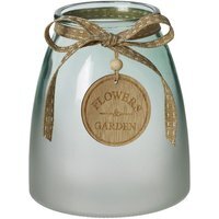 Frosted Glass Jar Vase - Frosted Green / 15cm