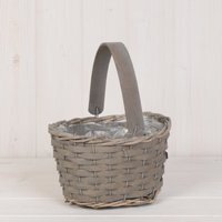 Small Greywashed Woodchip Trug with Flexi Handle - Grey