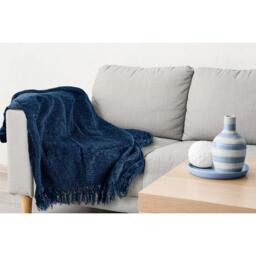 Darcy Tassel Blanket Throw - Navy / 150x200cm - thumbnail 4