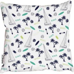 Sailboat,palm tree,surfboard Outdoor Cushion - Blue / 60cm - thumbnail 2