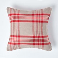 Tartan Pattern Cotton Cushion Cover - Grey Red / 60cm - image 1
