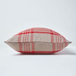 Tartan Pattern Cotton Cushion Cover - Grey Red / 60cm - thumbnail 2