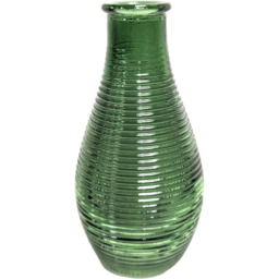 Green Bottle Bud Vase - Ribbed Finish - thumbnail 2