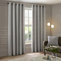 Set of 2 Manhattan Velvet Eyelet Curtains - Silver / 183cm / 168cm