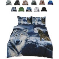 Animal 3D Panel Printed Premium Polycotton Duvet Cover Set - Wolf / King / Wolf - image 1