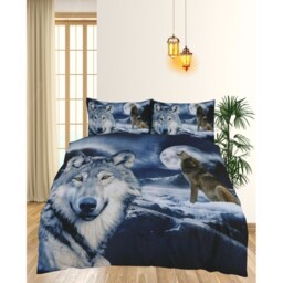 Animal 3D Panel Printed Premium Polycotton Duvet Cover Set - Wolf / King / Wolf - thumbnail 4