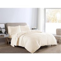 Plain Dye Flannelette Duvet Cover Set - Cream / Single
