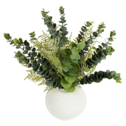 Eucalyptus in White Ceramic Pot - Green and White - thumbnail 2