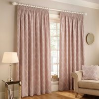 Olivia Lattice Room Darkening Pencil Pleat Curtain Pair - Blush / 183cm / 229cm - image 1