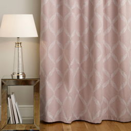 Olivia Lattice Room Darkening Pencil Pleat Curtain Pair - Blush / 183cm / 229cm - thumbnail 3