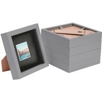 "3D Box Photo Frame with 2"" x 2"" Mount - 6"" x 6"" - Pack of 5 - Grey/Black" - image 1