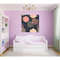 'Hexagon Trend' Graphic Art Print on Canvas - Pink / 127cm