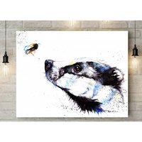 Badger and Bee Canvas - Black / 12 x 18 in