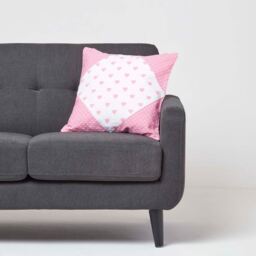 Cotton Pink Hearts and Polka Dots Cushion Cover - Pink / 45cm - thumbnail 2