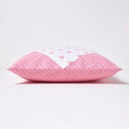 Cotton Pink Hearts and Polka Dots Cushion Cover - Pink / 45cm - thumbnail 3