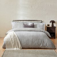 Barton Gingham Check Duvet Cover Set - Grey / Single - thumbnail 1