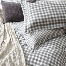 Barton Gingham Check Duvet Cover Set - Grey / Single - thumbnail 3