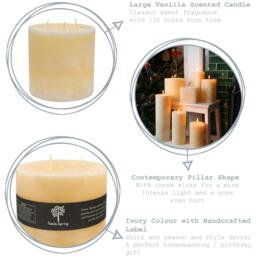 Round 3 Wick Vanilla Pillar Candle Ivory - Natural - thumbnail 2