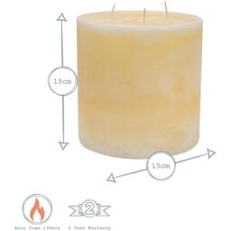 Round 3 Wick Vanilla Pillar Candle Ivory - Natural - thumbnail 3