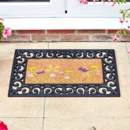 Coir Insert Mat for Outdoor  - Brown,White,Purple,Pink,Green / Flowers - thumbnail 2