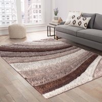 Modern Soft Waves Shimmer Shaggy Area Rugs - Bronze / 160x230 cm Rectangle - image 1