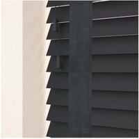 50mm Slat Real Wood Venetian Blind With Tapes 120cm Drop - Slate Grey / 55cm