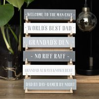 Set of 36 Dad  Man Cave Block Signs - Fun Fathers Day Decor - Multi