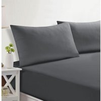 Easy Care Plain Sheet and Pillowcase Set - Charcoal / King - image 1
