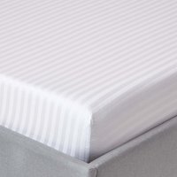 330 Thread Count Egyptian Cotton Satin Stripe Fitted Sheet - White / Small Double - thumbnail 1