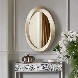 Retro Wall Large Oval Vanity Mirror for Bedroom, Bathroom, Living Room - Gold - thumbnail 3