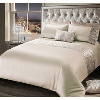 Luxury Crushed Velvet Diamante Starburst Duvet Cover and Pillowcase Set - Natural / Double - thumbnail 1