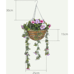 HOMCOM Set of 2 Artificial Plants Azalea Flowers for Decor - Purple - thumbnail 4