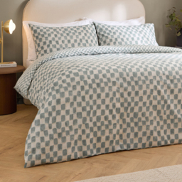 Nyhavn Checkerboard Reversible Duvet Cover Set - Aqua / Superking - thumbnail 4