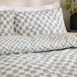 Nyhavn Checkerboard Reversible Duvet Cover Set - Aqua / Superking - thumbnail 3