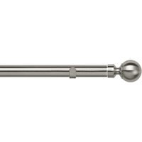 28mm Fixed Length Metal Eyelet Curtain Pole Set - Met Ball Finial - Satin Silver / 230cm - image 1