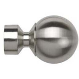 28mm Fixed Length Metal Eyelet Curtain Pole Set - Met Ball Finial - Satin Silver / 230cm - thumbnail 3