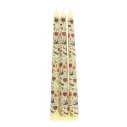 Set of 3 Folk Print Taper Candles for Home Decor - Cream - thumbnail 4