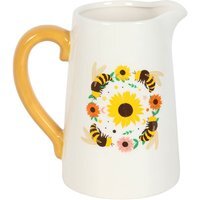 Summer Bee and Sunflower Ceramic Flower Jug Vase - White - thumbnail 1
