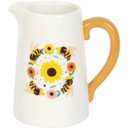 Summer Bee and Sunflower Ceramic Flower Jug Vase - White - thumbnail 4