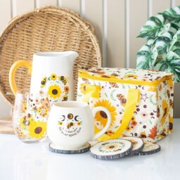 Summer Bee and Sunflower Ceramic Flower Jug Vase - White - thumbnail 5